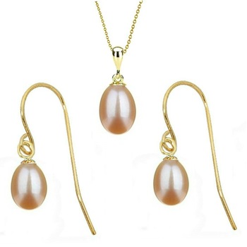 Set din Aur si Perle Naturale Teardrops Crem Set din Aur si Perle Naturale Teardrops Crem