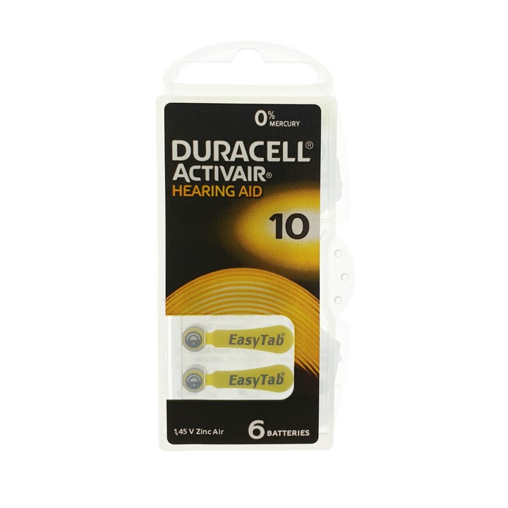 Duracell ActivAir 10MF Hg 0% 1.45V 100mAh Baterii pentru aparate auditive Set 1x Blister