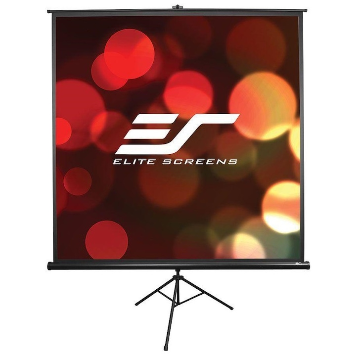 Проекторен екран 113" Elite Screen Tripod T113UWS1, 203.2 х 203.2 cm, 1:1, Черен