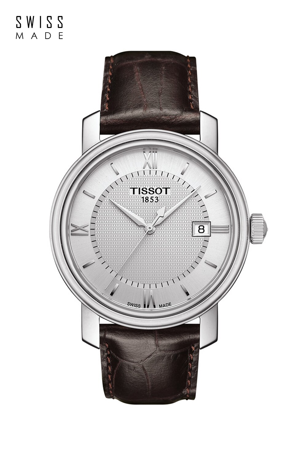 Tissot, Ceas quartz cu carcasa rotunda si curea de piele, Maro