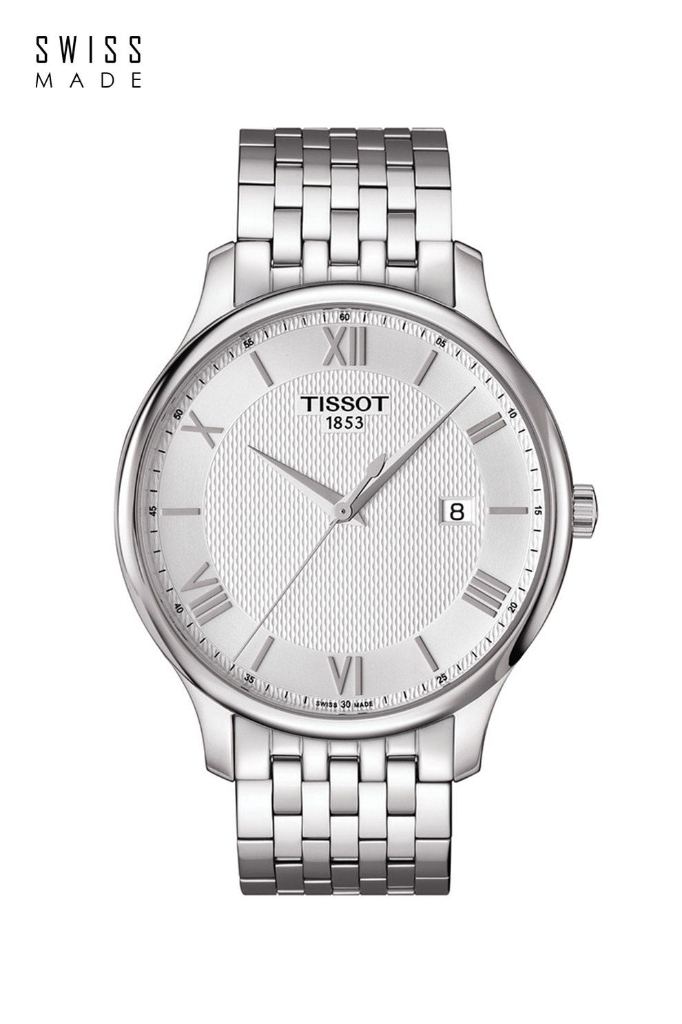 Tissot, Ceas quartz din otel inoxidabil cu carcasa rotunda, Argintiu