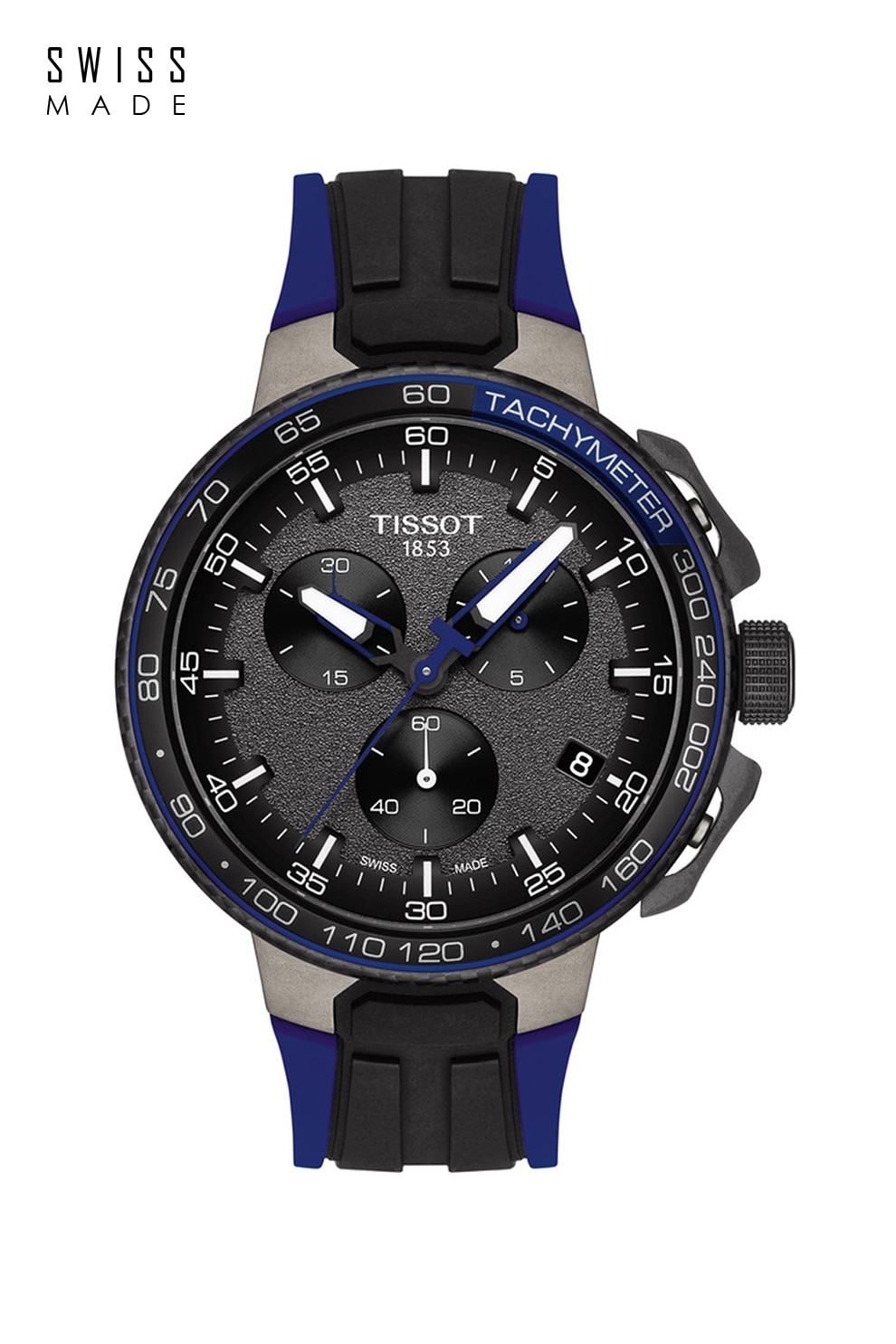 Tissot, Ceas cronograf rotund, Negru/Albastru