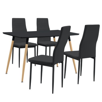 Set Bety 3 masa bucatarie cu 4 scaune, en.casa, 120 x 70 x 75cm, MDF/imitatie piele, gri inchis Set Bety 3 masa bucatarie cu 4 scaune, en.casa, 120 x 70 x 75cm, MDF/imitatie piele, gri inchis