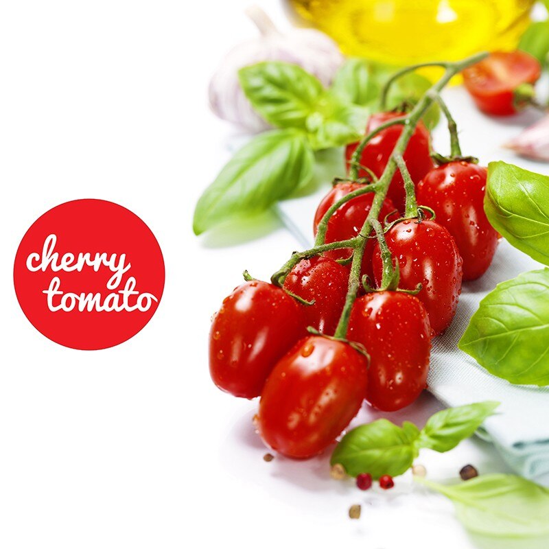 Tablou canvas, produs DekoStore, pentru bucatarie, inramat pe cadru de lemn, print HD, Rosii Cherry, 40x40 cm