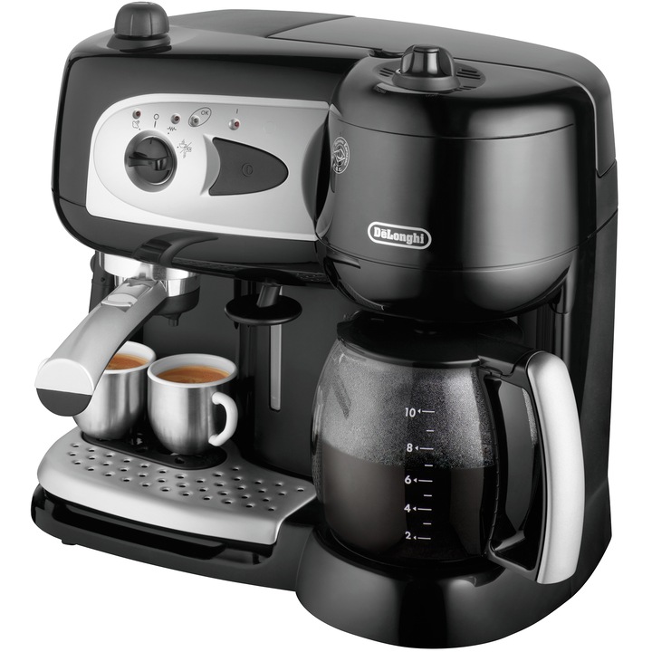Espressor manual si Cafetiera De'Longhi BCO 261B.1, 1750 W, 15 bar, 10 cesti, Negru