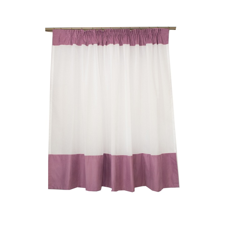 Perdea Velaria, alba cu parti lila, 246x165 cm