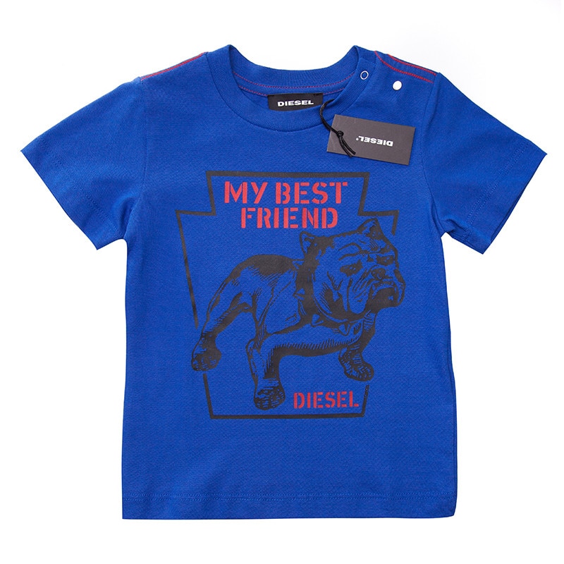 Tricou Diesel, baieti, albastru, 100% bumbac, 12 luni