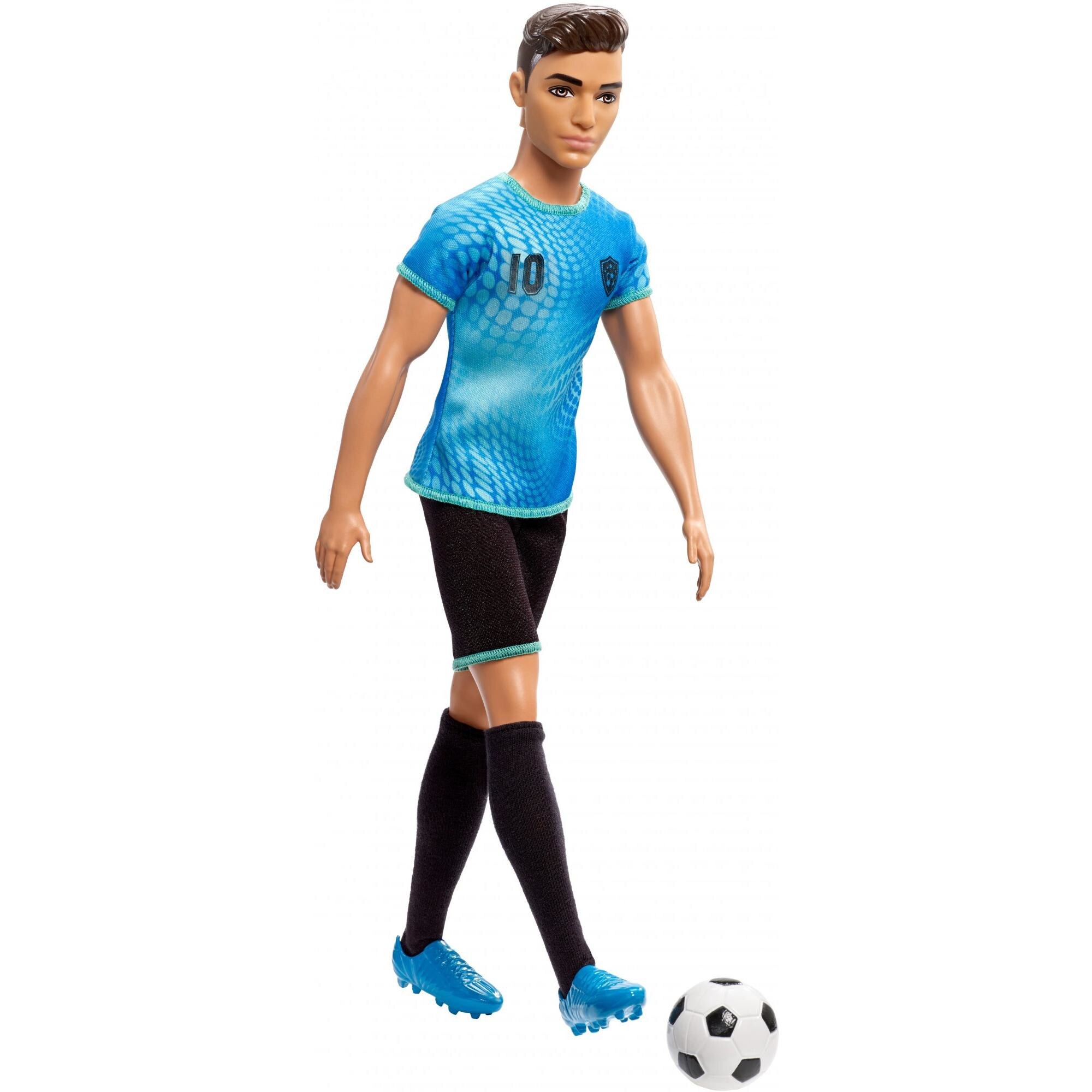 Papusa Barbie Ken saten fotbalist cu minge,3 ani +