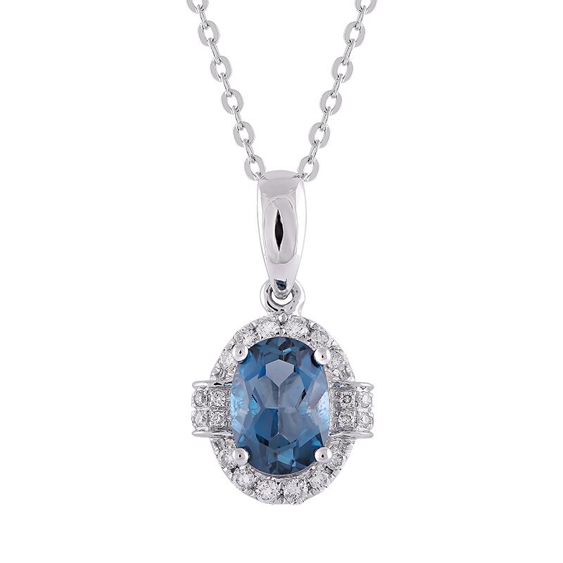 Pandantiv cu Lant Deruvo Aur 18k Diamante, Topaz London, Ajustabil 40-45 P30065-WLBTDI
