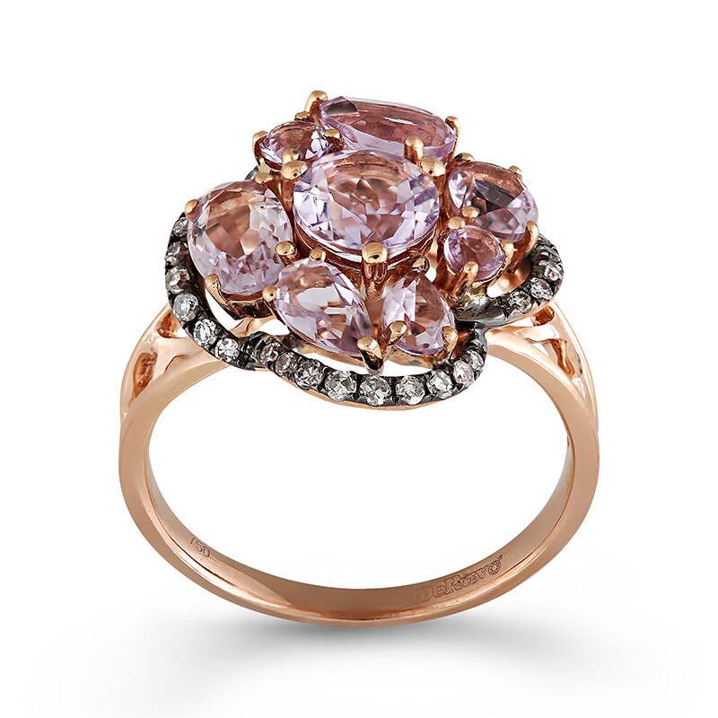 Inel Deruvo Aur 18k Diamante, Ametiste Roz, 55 R30676-R