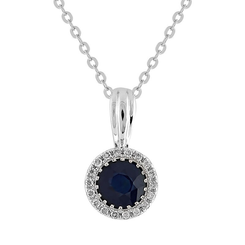 Pandantiv cu Lant Deruvo Aur 18k Safir Diamante, Ajustabil 40-45 P30097-WSADI