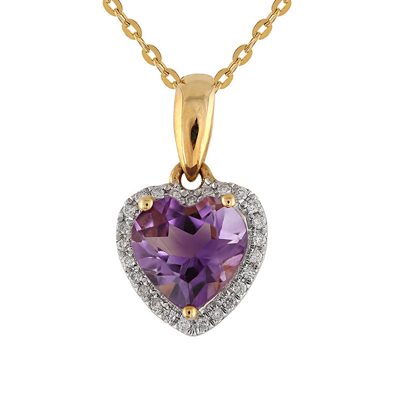 Pandantiv cu Lant Deruvo Aur 18k Diamante, Ametist