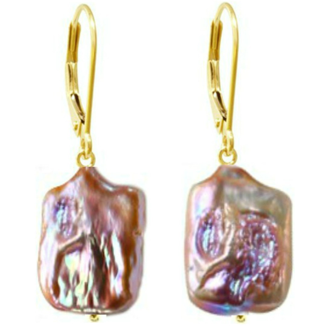 Cercei Aur cu Perle Naturale Multicolore Baroque