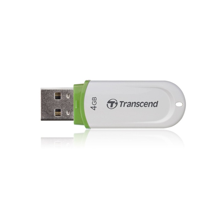 Памет USB Transcend JetFlash® 330 4GB, USB 2.0, White/Green
