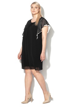 PERSONA BY MARINA RINALDI, Rochie dreapta cu maneci tip fluture Dorothy, Negru/Alb PERSONA BY MARINA RINALDI, Rochie dreapta cu maneci tip fluture Dorothy, Negru/Alb