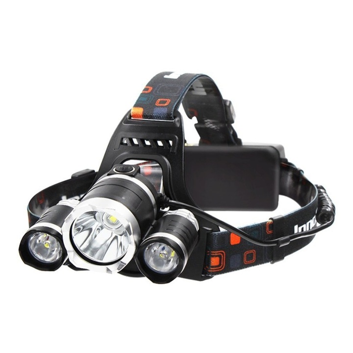 LED Челник Boruit, 3000 Lm, XML-T6 2x XML-U2, 2 x 18650 батерии и зарядно