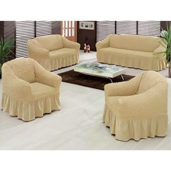 Set huse pentru canapea de 3 locuri si 2 fotolii din bumbac elasticizat si creponat 3-1-1 natural (bej deschis) Set huse pentru canapea de 3 locuri si 2 fotolii din bumbac elasticizat si creponat 3-1-1 natural (bej deschis)