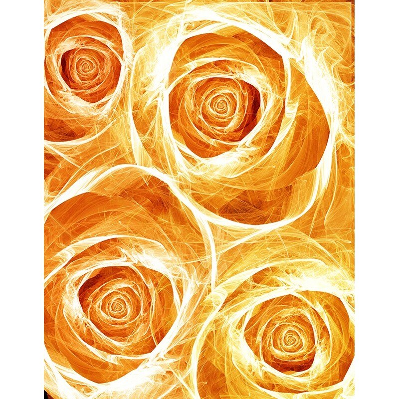 Tablou canvas, produs DekoStore, pentru dormitor/living/birou, inramat pe cadru de lemn, print HD, Trandafiri in flacari, 100x70 cm