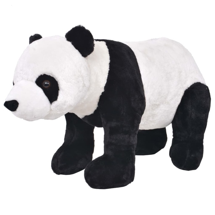 Jucarie de plus, model panda, vidaXL, 92 x 47 cm, Negru
