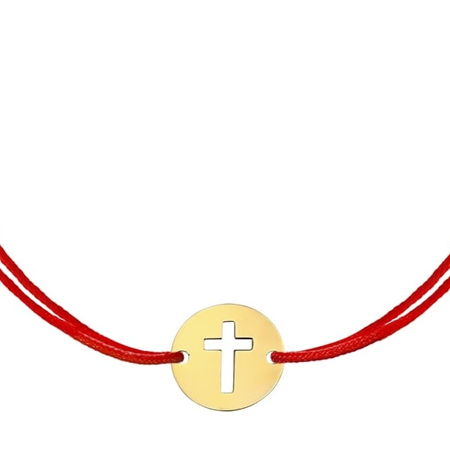 hook east Evenly Bratara "Cruce Decupata" din aur galben 14k, snur reglabil pentru copii,  Emer Gold - eMAG.ro