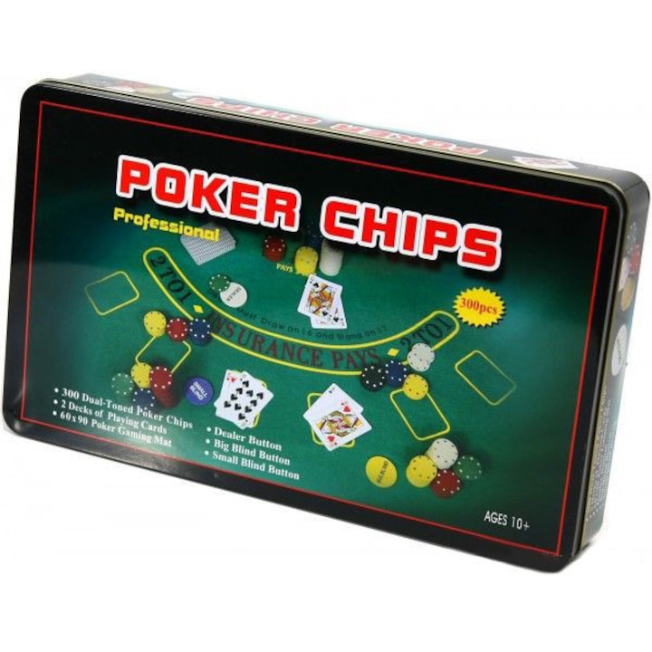 Set poker cutie metalica 300 chips Pro Edition