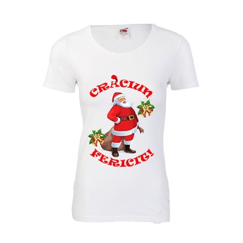 Tricou dama Mos Craciun Cadouri Urbane, Alb Tricou dama Mos Craciun Cadouri Urbane, Alb