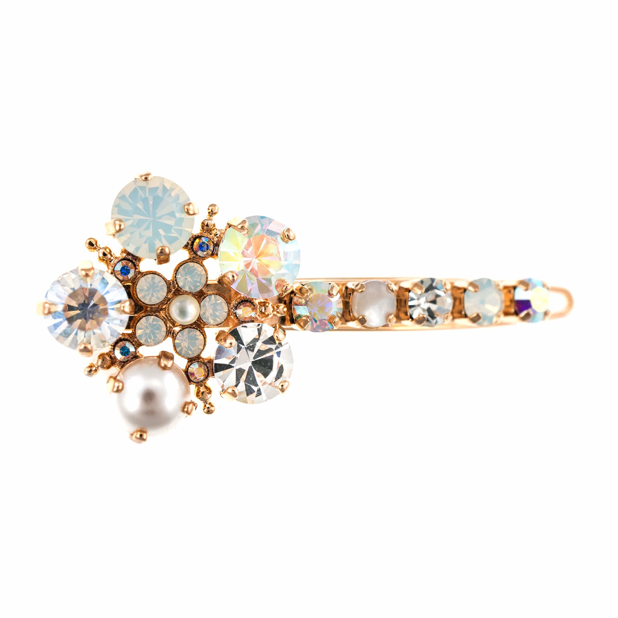 Agrafa de par placata cu Aur roz de 24K, Cristale si Pietre semipretioase, Seashell by Roxannes - Mariana Jewellery, Alb/Roze 9404-M1201RG