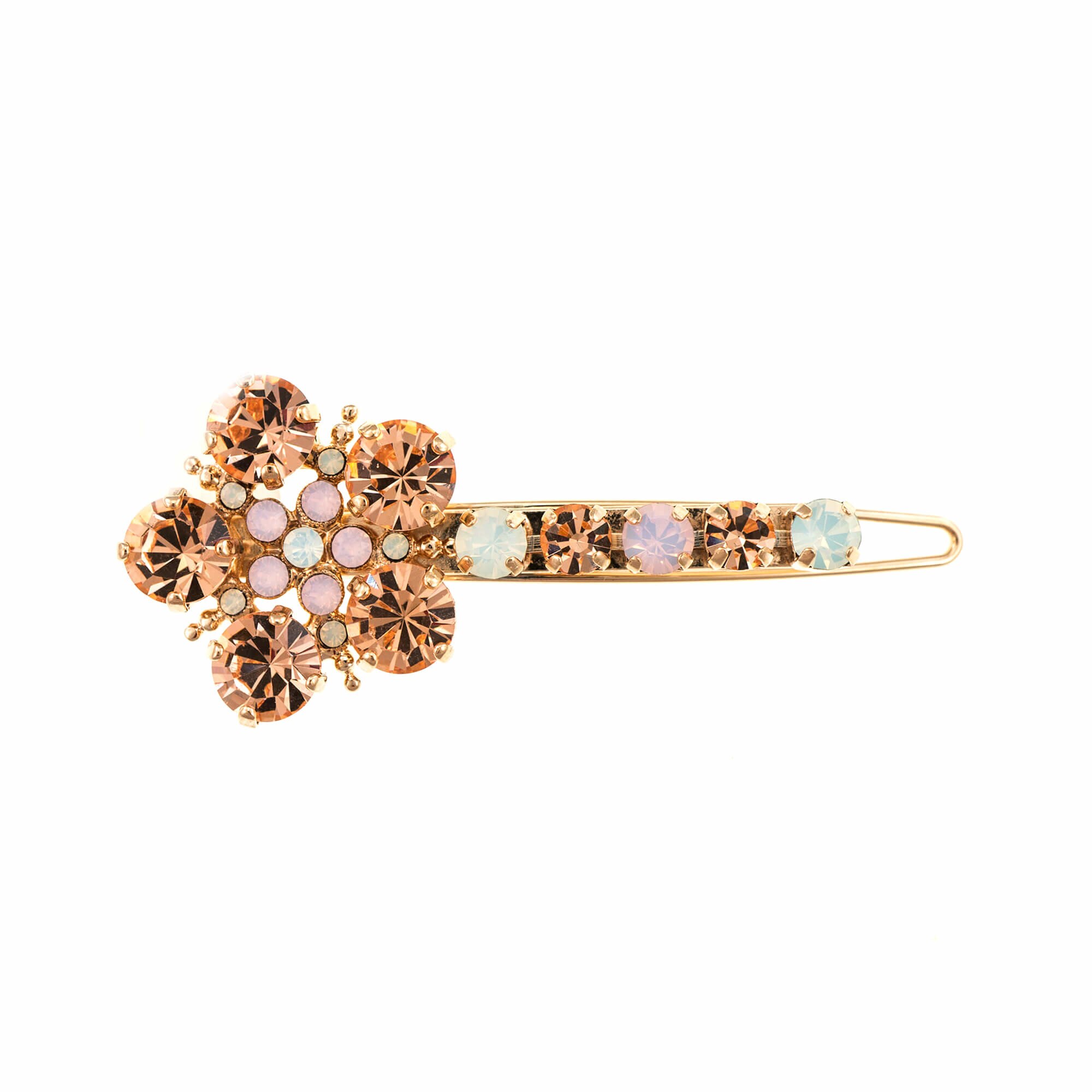 Agrafa de par placata cu Aur roz de 24K, Cristale, Tiara Day by Roxannes - Mariana Jewellery, Alb/Roze 9404-2333RG