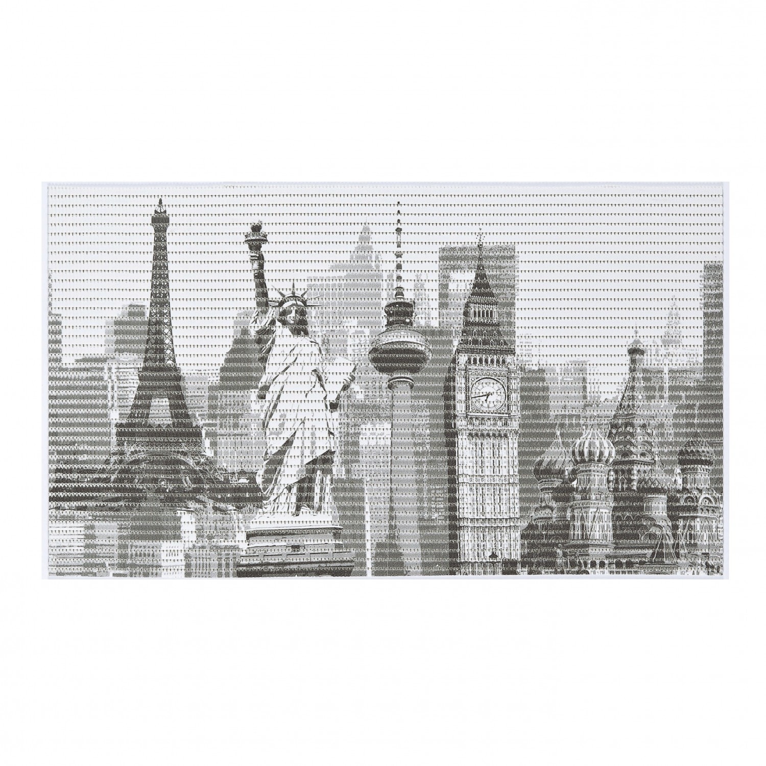 Covoras iMK® pentru baie, Usor de intretinut, Alb/Negru , Model citadin, Antiderapant, 48 x 80 cm