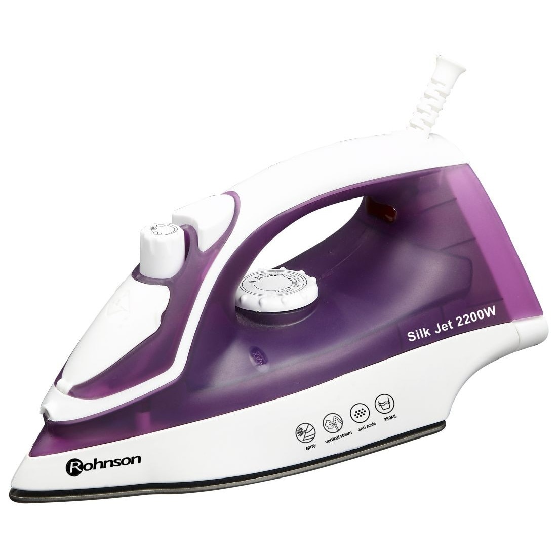 Fier de calcat Rohnson 2200 W, talpa inox, 0.35 l, 70 g/min, sistem auto-curatare,