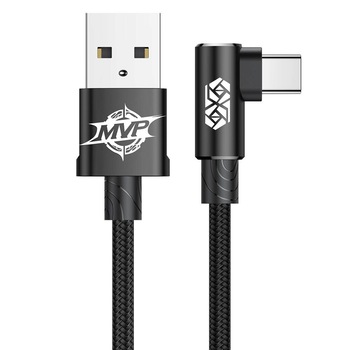Cablu de date Baseus Elbow USB-C, Insertie 90°, 2 m, 1.5 Amperi, Negru Cablu de date Baseus Elbow USB-C, Insertie 90°, 2 m, 1.5 Amperi, Negru