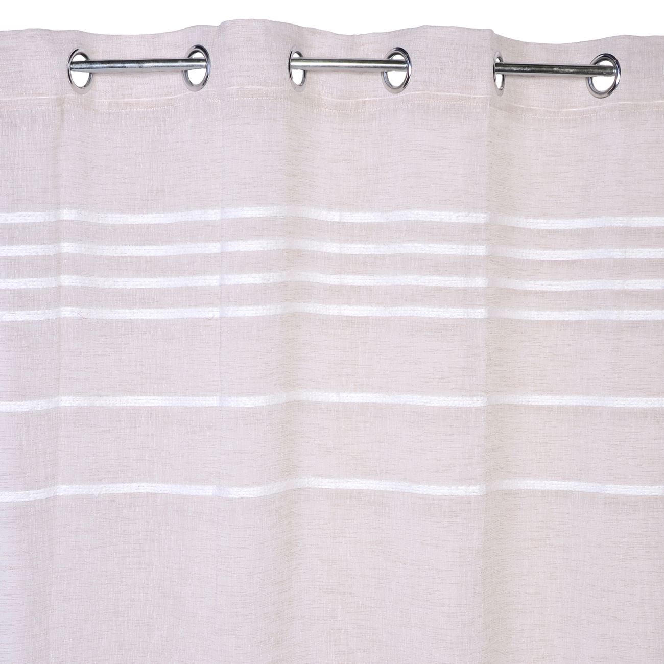 Perdea S-Home cu inele, model cu linii albe orizontale, gri, 140x250 cm