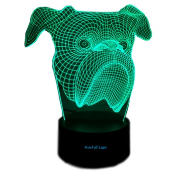 Lampa De Veghe 3D LED Bulldog, FizioTab® Light, 7 Culori, Lumina Ambientala, Alimentare USB Lampa De Veghe 3D LED Bulldog, FizioTab® Light, 7 Culori, Lumina Ambientala, Alimentare USB