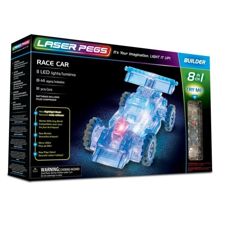 Masina de curse 8 in 1 Laser Pegs, 122 piese
