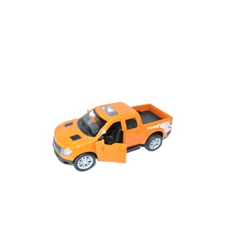 Masinuta metalica Ford F-150 SVT Raptor, deschide usile, lumini functionale, scara 1:32, portocaliu Masinuta metalica Ford F-150 SVT Raptor, deschide usile, lumini functionale, scara 1:32, portocaliu