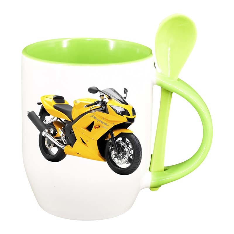 Cana Motor cu lingurita, interior verde deschis, 330ml, D42