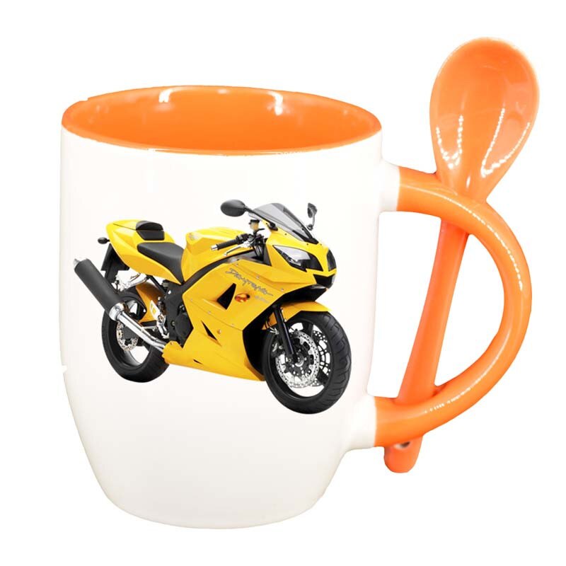 Cana Motor cu lingurita, interior portocaliu, 330ml, D42