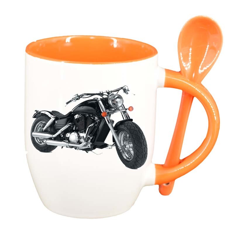 Cana Motor cu lingurita, interior portocaliu, 330ml, D43