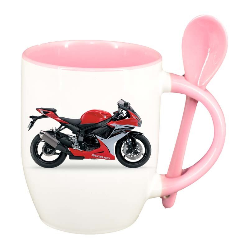 Cana Motor cu lingurita, interior roz, 330ml, D41