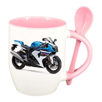 Cana Motor cu lingurita, interior roz, 330ml, D39 Cana Motor cu lingurita, interior roz, 330ml, D39