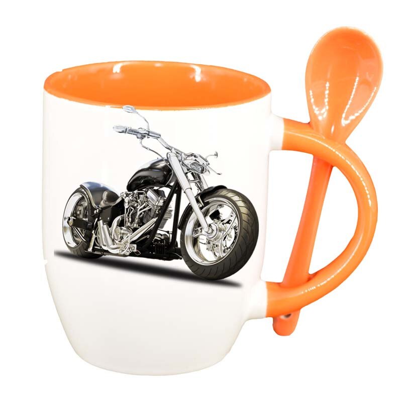 Cana Motor cu lingurita, interior portocaliu, 330ml, D49