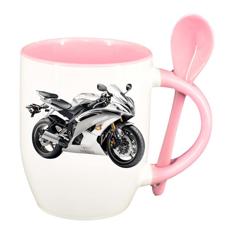 Cana Motor cu lingurita, interior roz, 330ml, D47