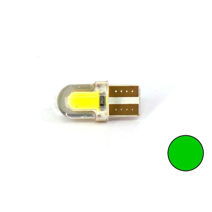 T10, W5W, W3W LED izzó, 12V, CANBUS, 150lm, zöld