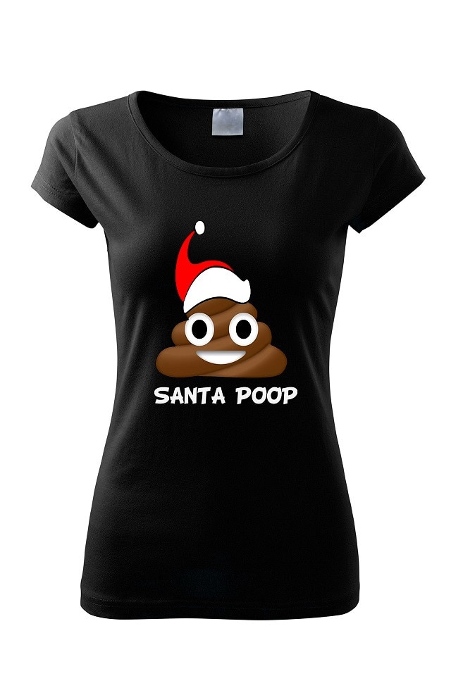 Tricou Mos Craciun Poop , ADLER, Negru