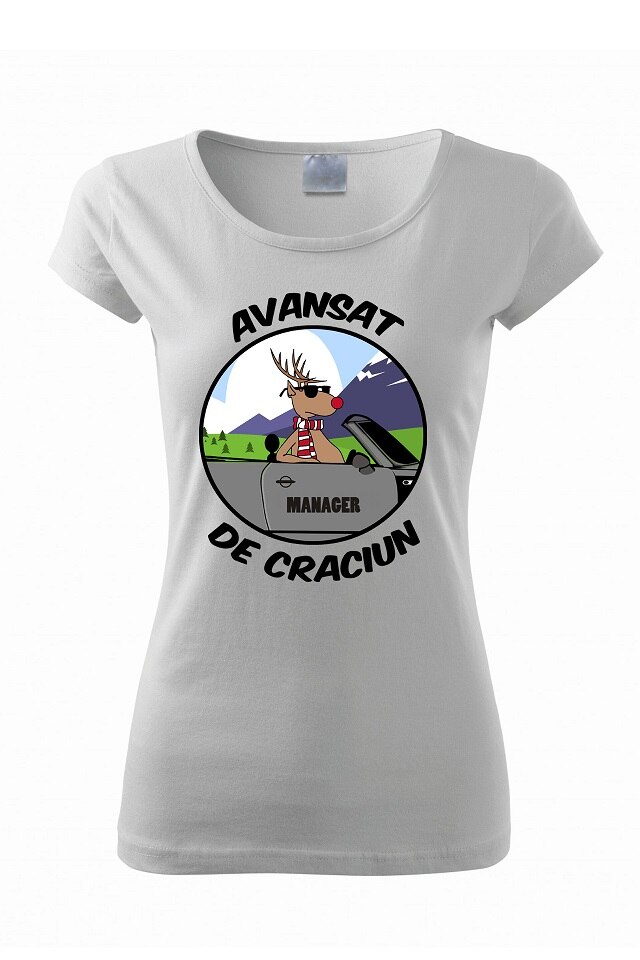 Tricou Mos Craciun Avansat , ADLER, Alb