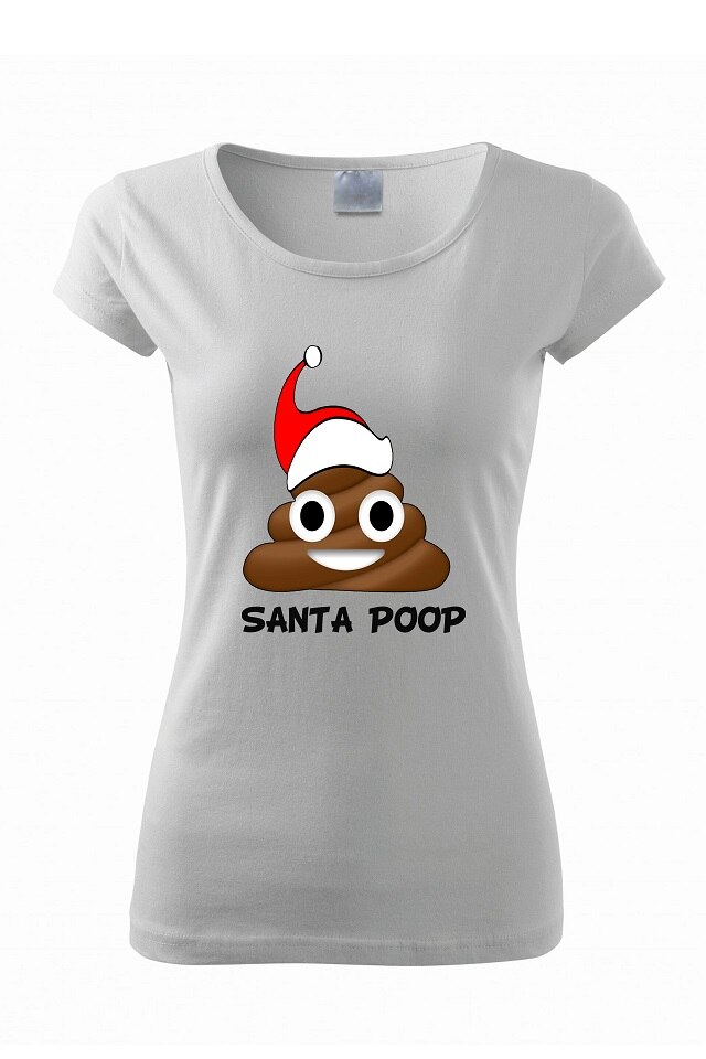 Tricou Mos Craciun Poop , ADLER, Alb Inchis