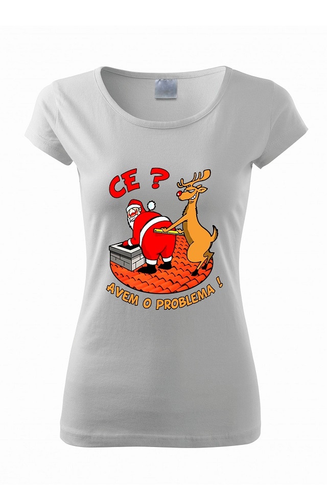 Tricou Mos Craciun Problema , ADLER, Alb