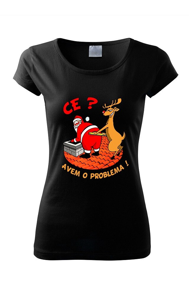 Tricou Mos Craciun Problema , ADLER, Negru