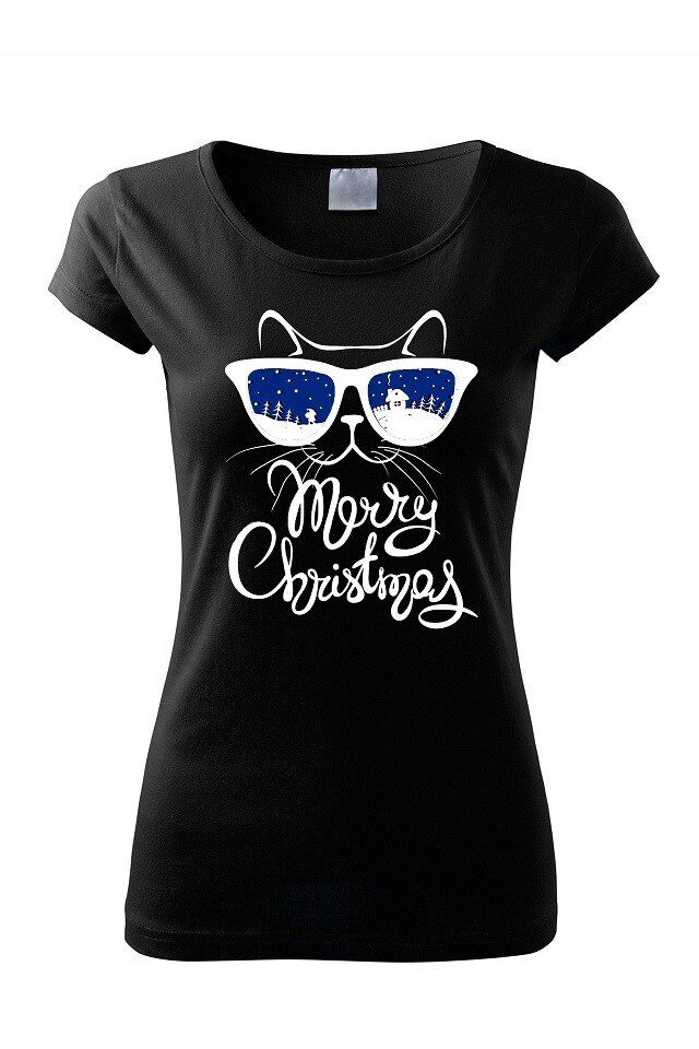 Tricou Christmas Cat , ADLER, Negru