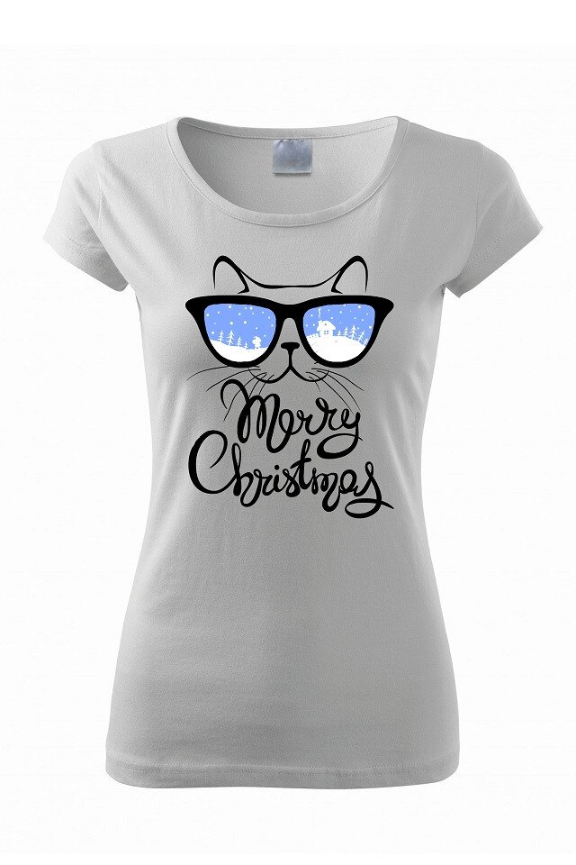 Tricou Christmas Cat , ADLER, Alb